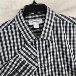 Mizzen+Main Mens XL Trim Fit Performance Gray Gingham Long Sleeve Dress Shirt‎